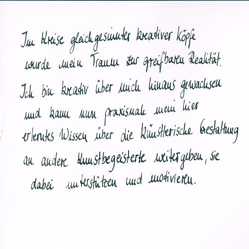 Melli Ottens Motto Handgeschrieben